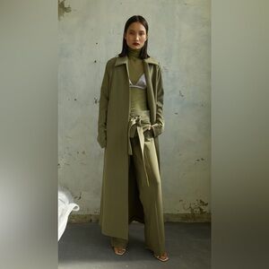 Paris Georgia long herb green trench coat